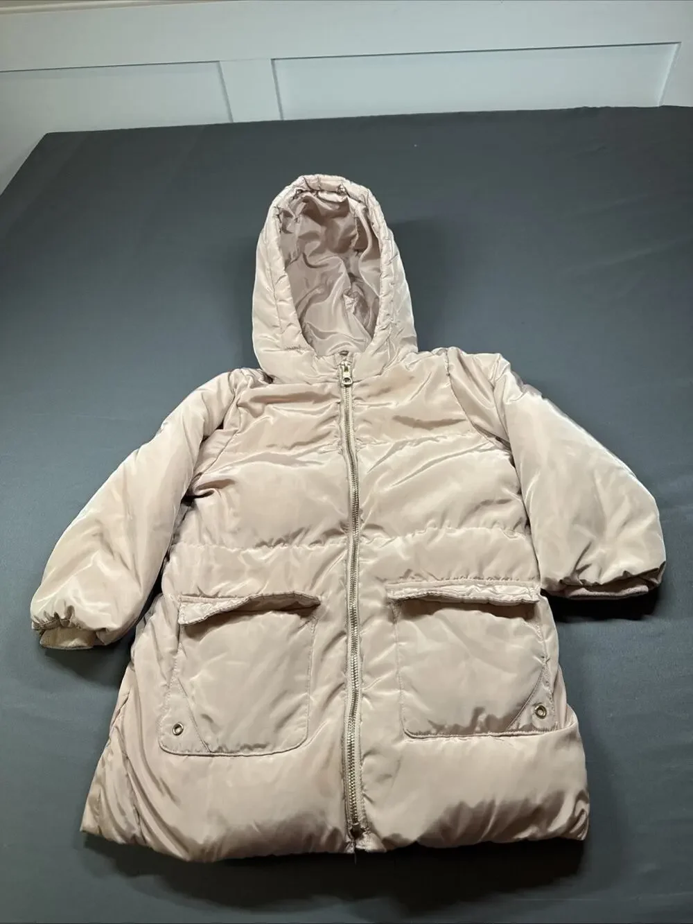 ZARA Girls Puffer Jacket Size 4-5 Years (110 cm) Light Pink Quilted Winter Coat